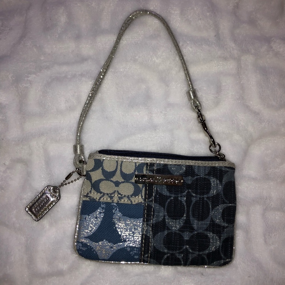 NWOT Vintage Coach Poppy Denim Patchwork Wristlet